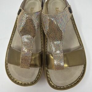 Alegria PG Lite Ken-680 Women's US 10.5 -11 Gold Metallic T-Strap Comfort Sandal